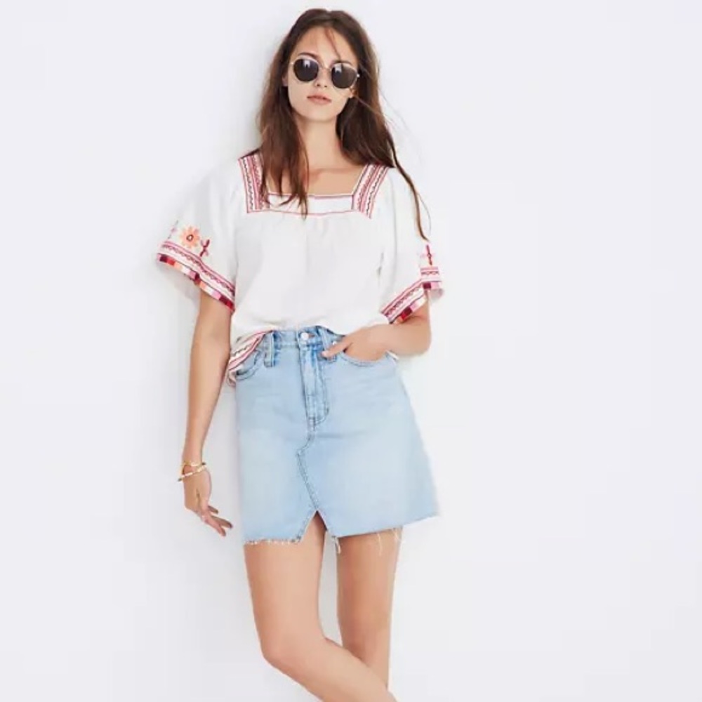 Madewell High Waisted Rigid Denim Skirt